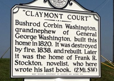 The Claymont Estate is reached from the intersection of Huyett Road and the 340 bypass, South of Charles Town.