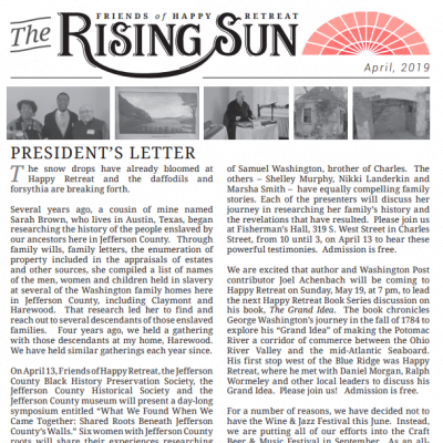 April 2019 Rising Sun Newsletter