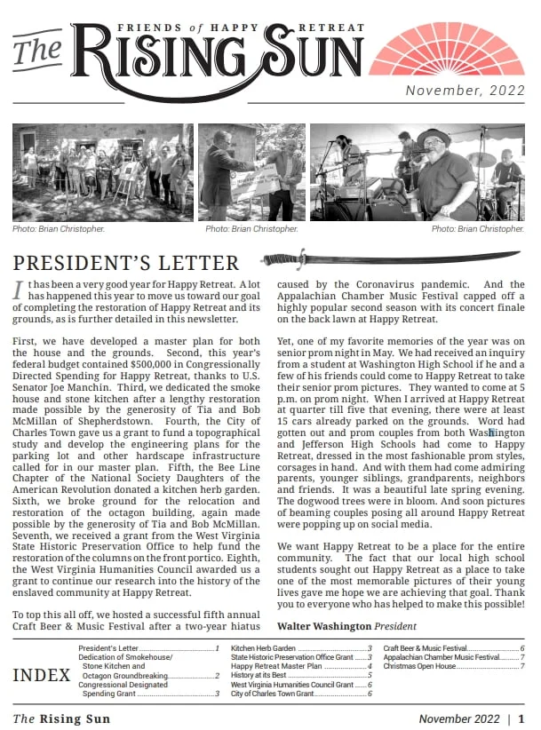 November 2022 Rising Sun Newsletter