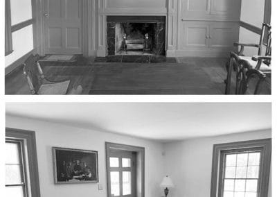 Pictures showing the fully restored front room of the west wing.